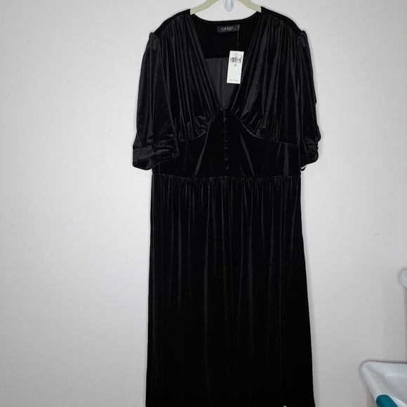 Lauren Ralph Lauren puff sleeve velvet dress black 2X NWT - Picture 4 of 8